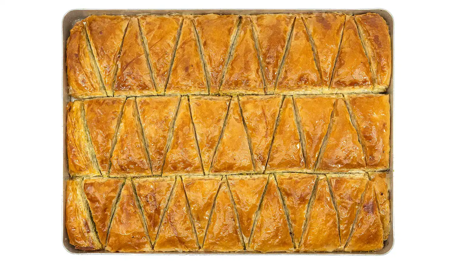 Havuç dilim baklava tepsisi (kg), manda tereyağı, Antep boz fıstık ve el açması yufka ile hazırlanmış – Adana Dede Kebap Steak Burger Tatlı Kasap